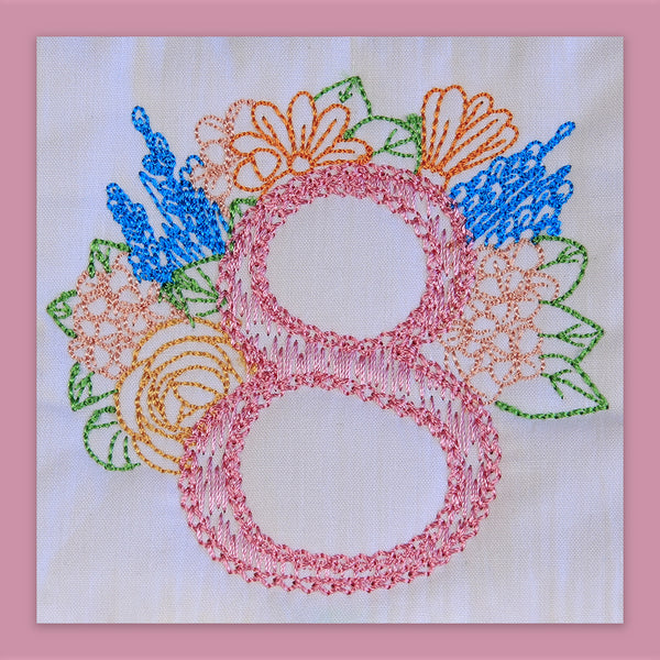 Spruce Monogram Number 8 - aStitch aHalf