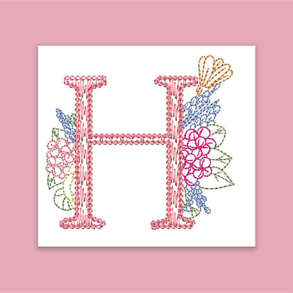 Spruce Monogram Letter H - aStitch aHalf