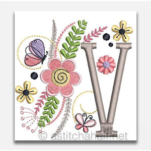 In The Garden Monogram Letter V