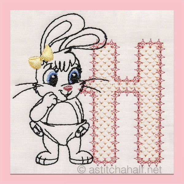 Cottontail Bliss Monogram Letter H - aStitch aHalf