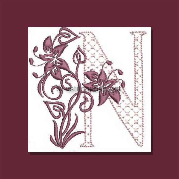 Multiflora Monogram Letter N