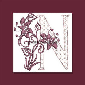 Multiflora Monogram Letter N