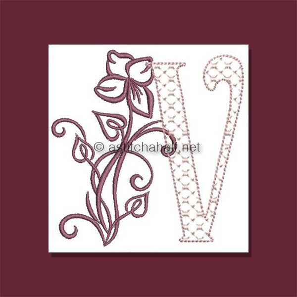 Multiflora Monogram Letter V