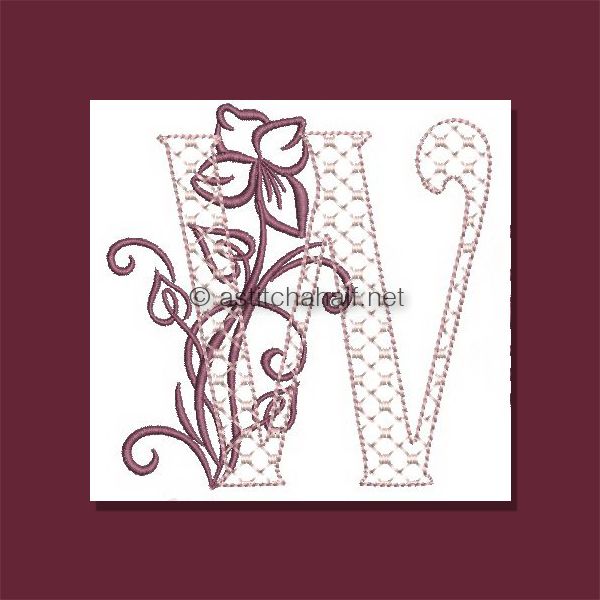 Multiflora Monogram Letter W