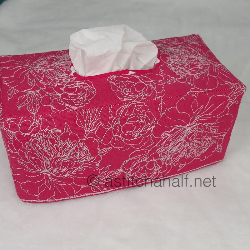 Peony Pleasures Tissue Box Cover - a-stitch-a-half