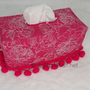 Peony Pleasures Tissue Box Cover - a-stitch-a-half