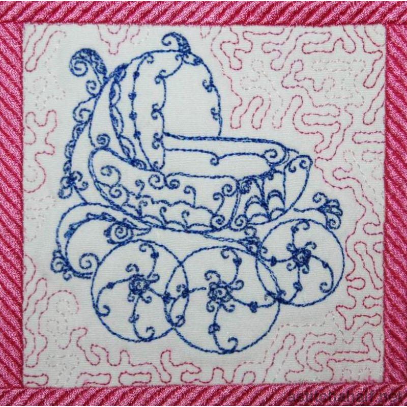 Antique Strollers Trapunto - aStitch aHalf