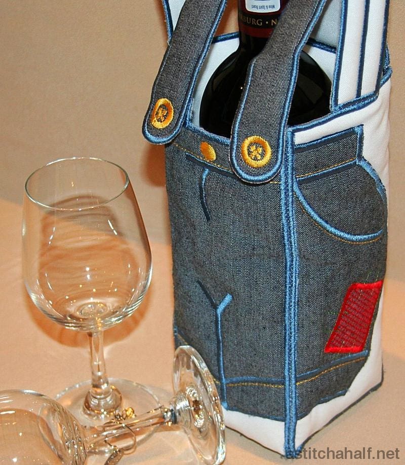 Applique Wine Bag Dungaree - aStitch aHalf