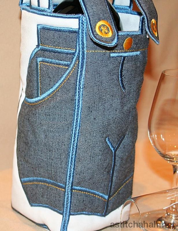 Applique Wine Bag Dungaree - aStitch aHalf