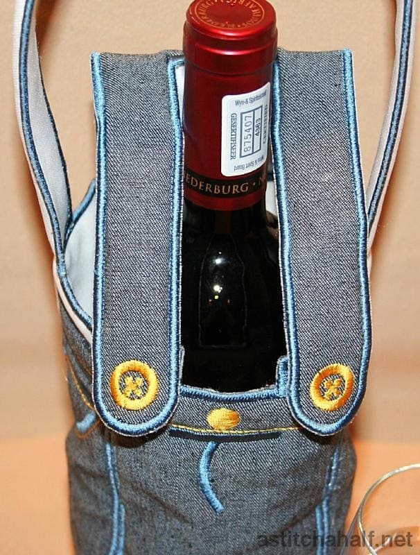 Applique Wine Bag Dungaree - aStitch aHalf