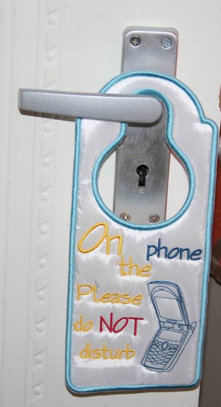 On the Phone Door Hanger - a-stitch-a-half