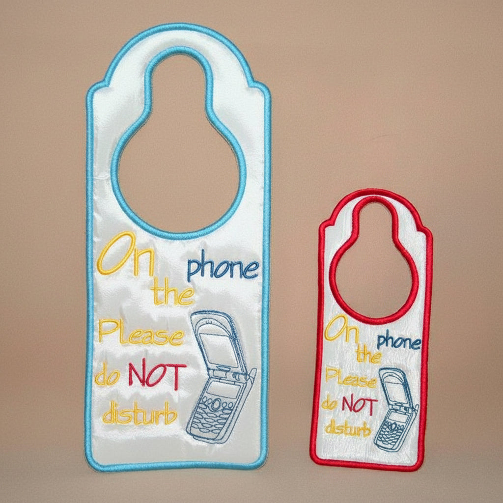 On the Phone Door Hanger - a-stitch-a-half