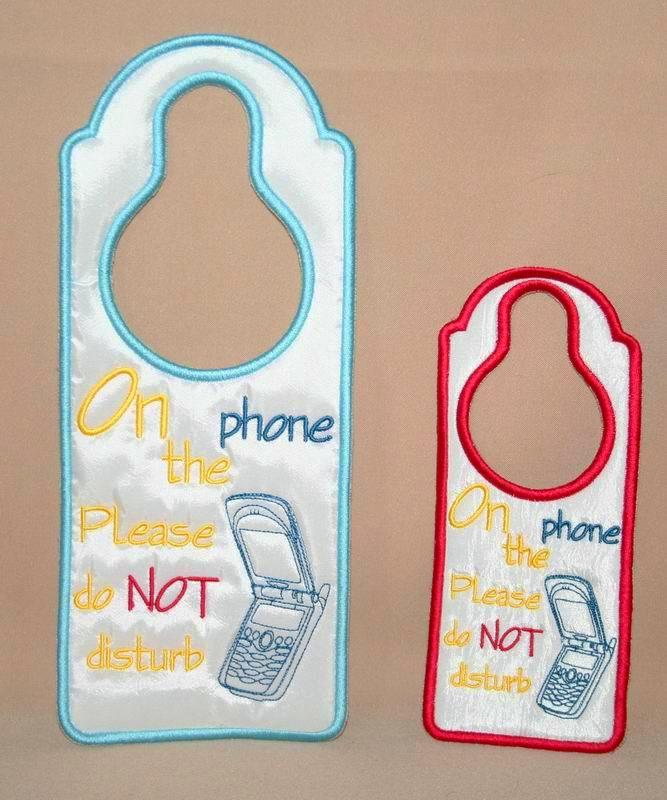 On the Phone Door Hanger - a-stitch-a-half