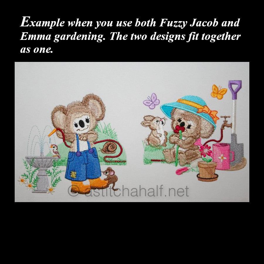 Fuzzy Jacob Gardening - a-stitch-a-half