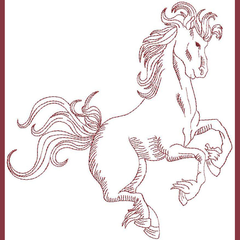 Thoroughbred Redwork - a-stitch-a-half