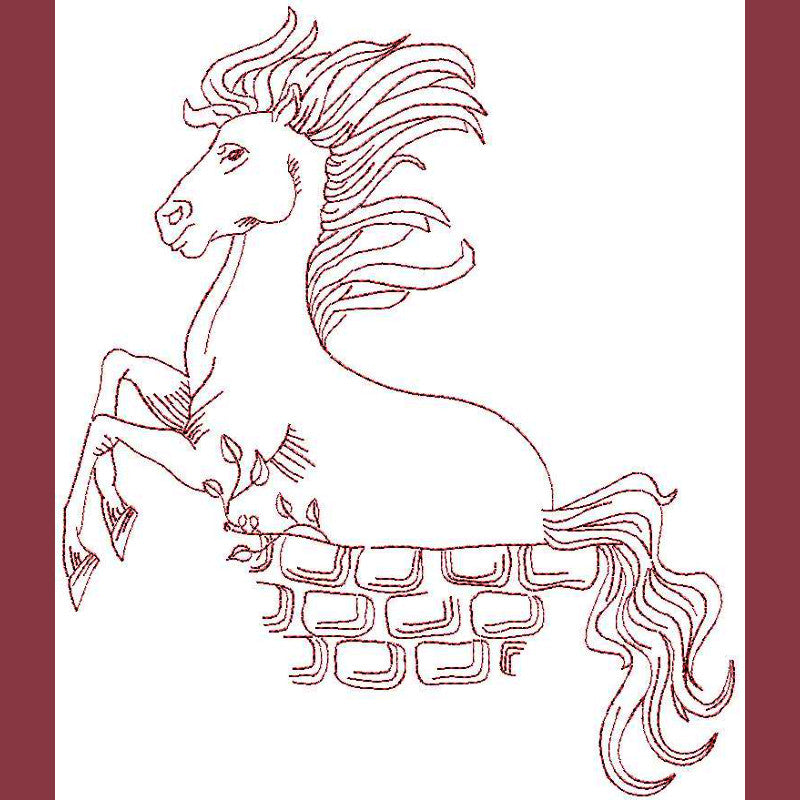 Thoroughbred Redwork - a-stitch-a-half