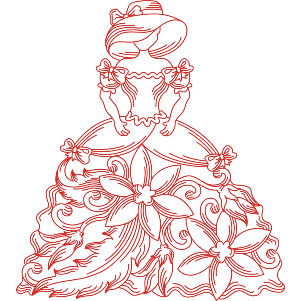 Victorian Ladies Redwork - a-stitch-a-half