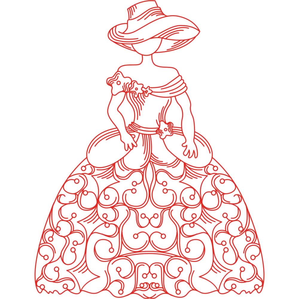 Victorian Ladies Redwork - a-stitch-a-half