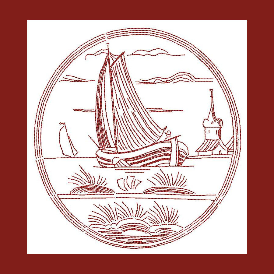 Redwork Ships and Trailers Combo - a-stitch-a-half