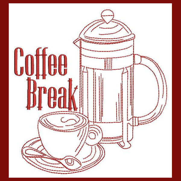 Redwork The Perfect Cup - a-stitch-a-half