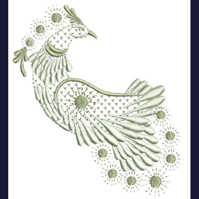 Peacock in Lace - a-stitch-a-half