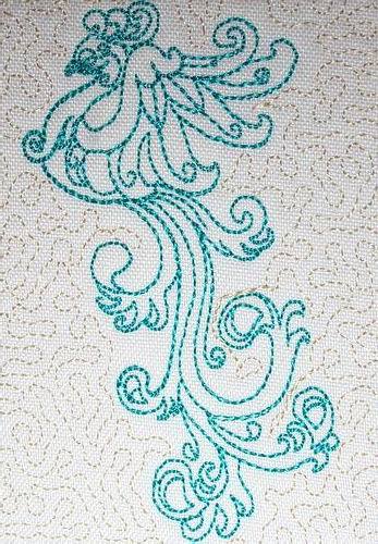 Jacobean Peacock Trapunto - aStitch aHalf