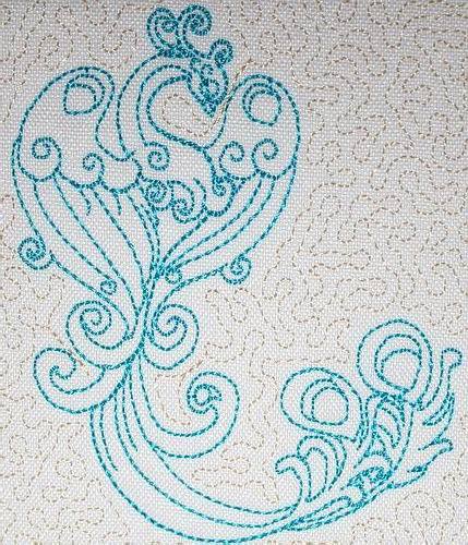 Jacobean Peacock Trapunto - aStitch aHalf