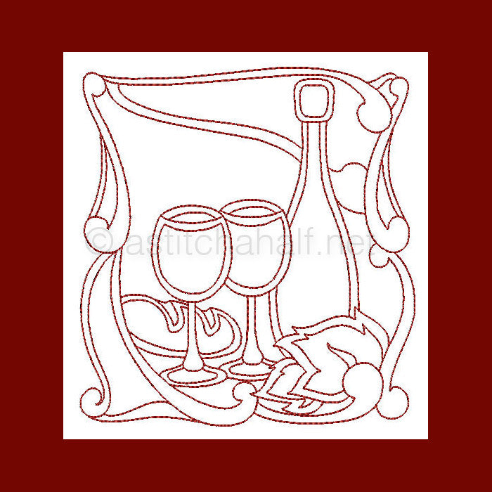 Food and Wine Redwork Combo