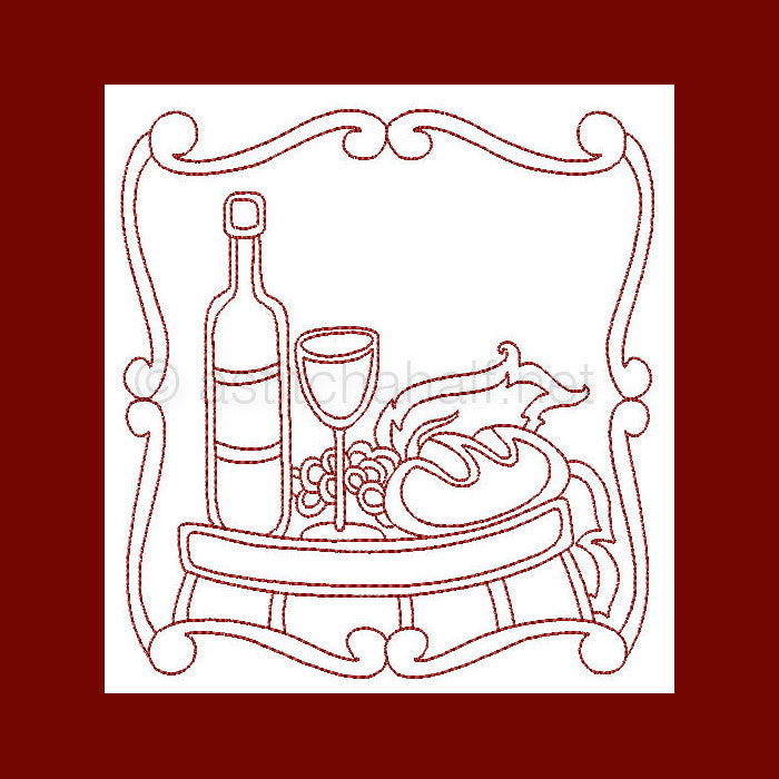 Food and Wine Redwork Combo
