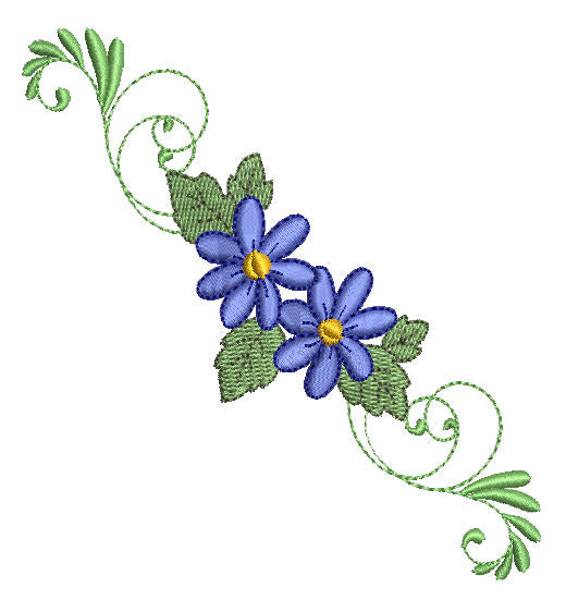 Blue Dew Borders and Corners Flowers - a-stitch-a-half