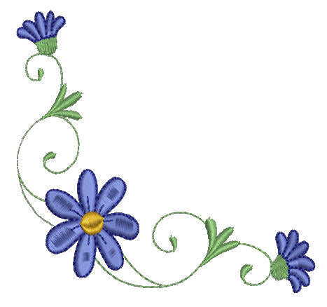 blue flower corner borders