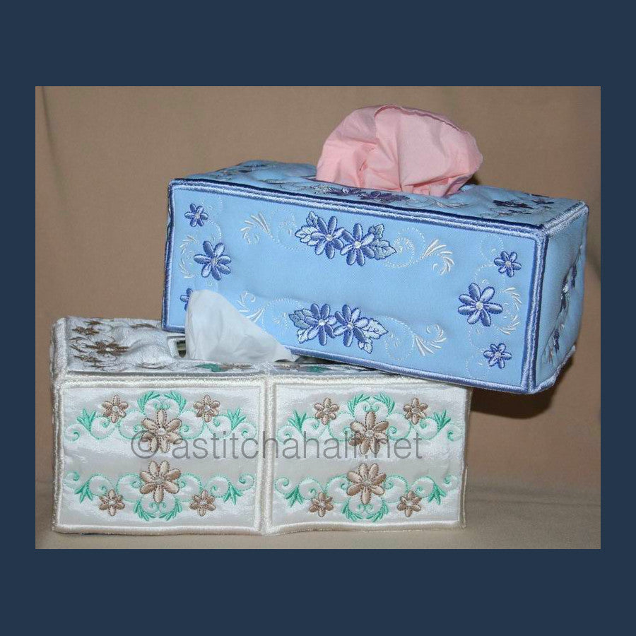 Applique Daisy Charm Tissue box Covers - aStitch aHalf
