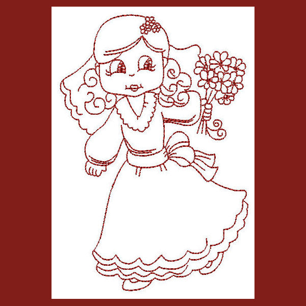 Redwork Wedding Dolls Combo - a-stitch-a-half