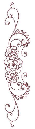 Flowery Charm Redwork - aStitch aHalf