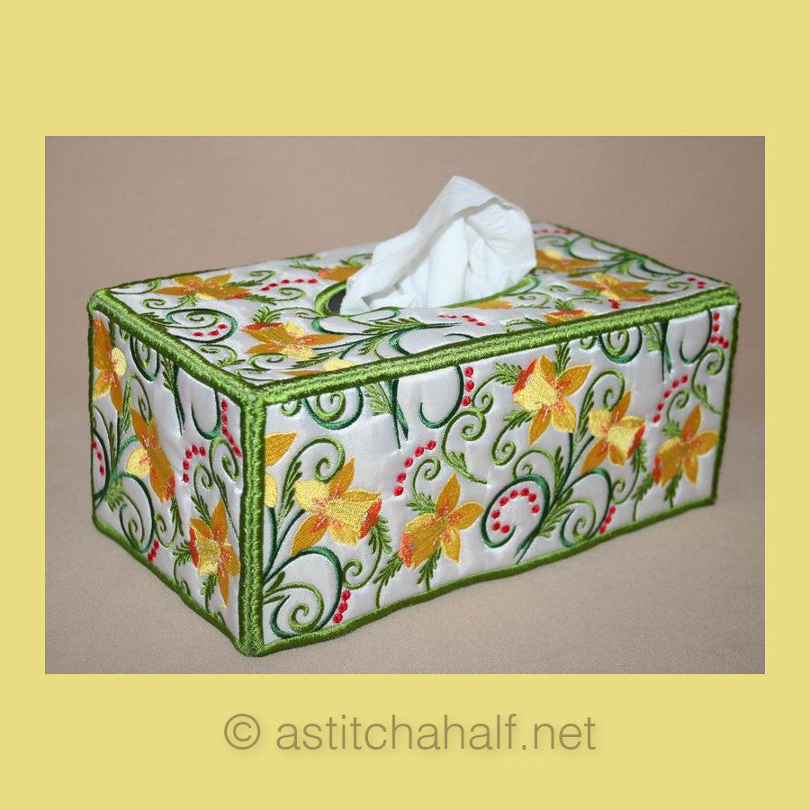 Daffodil Tissue Box Cover - a-stitch-a-half
