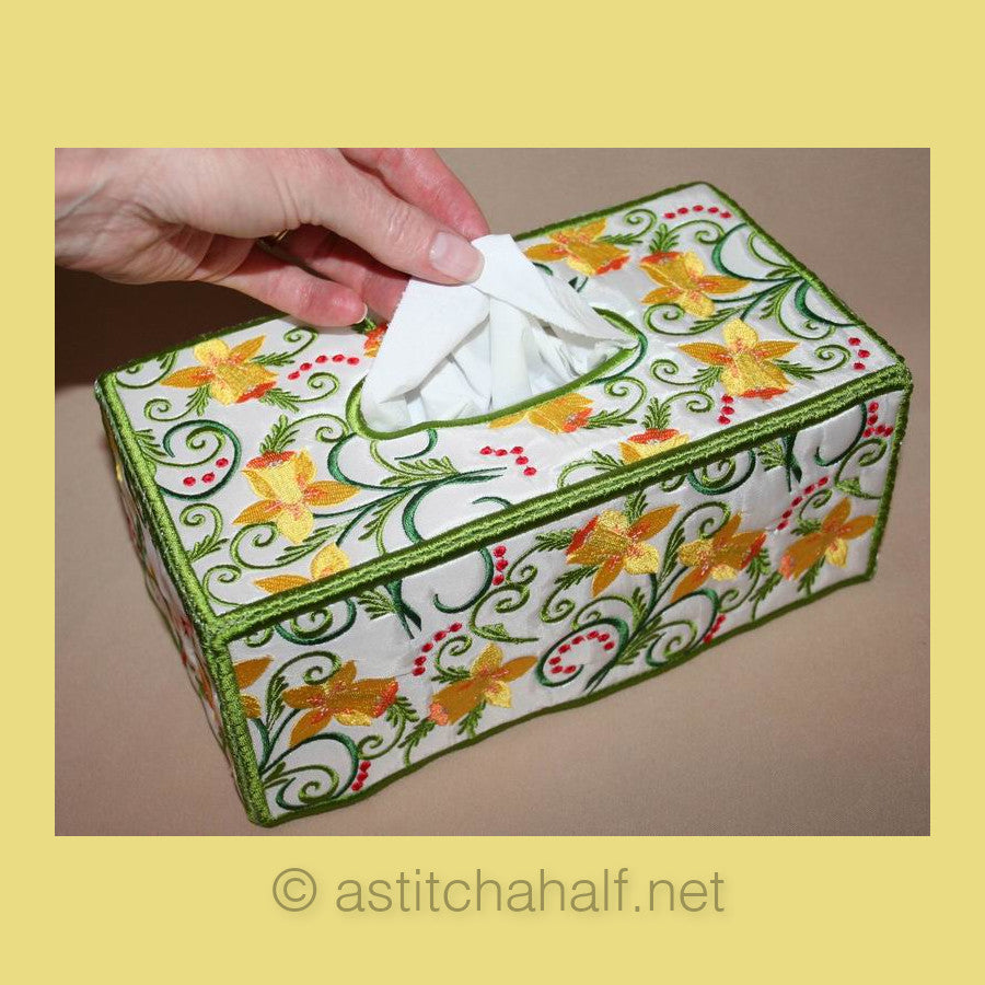 Daffodil Tissue Box Cover - a-stitch-a-half