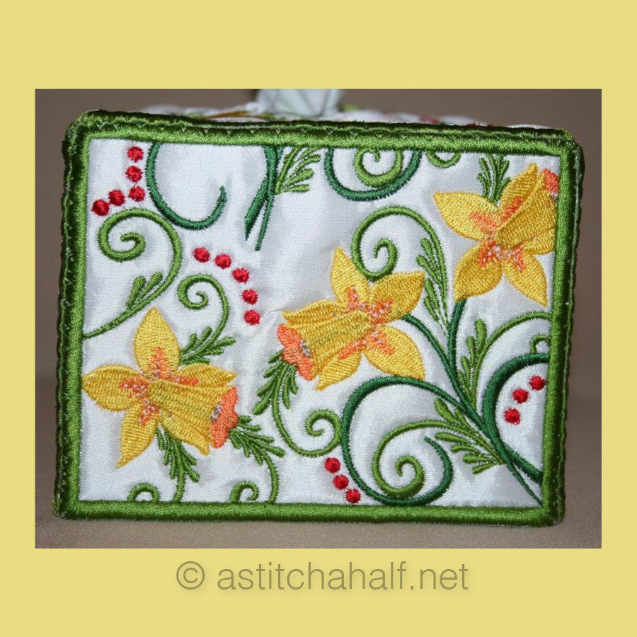 Daffodil Tissue Box Cover - a-stitch-a-half