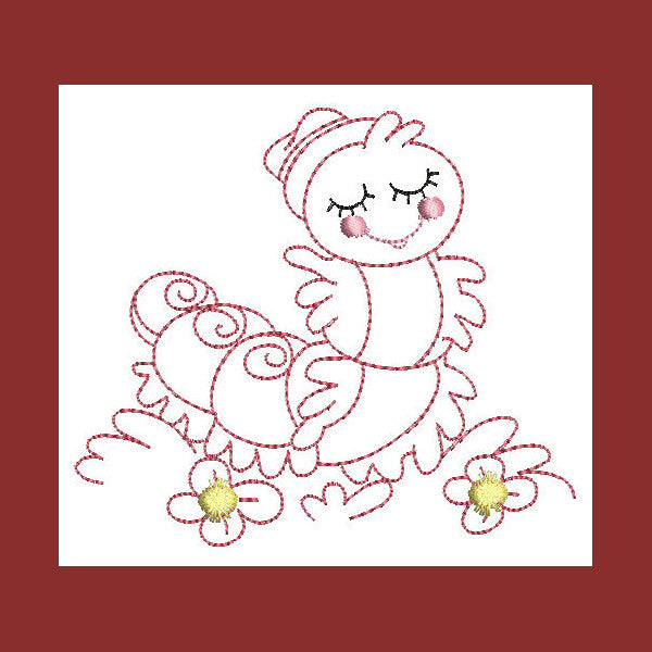 Sleeping Bugs Redwork - a-stitch-a-half