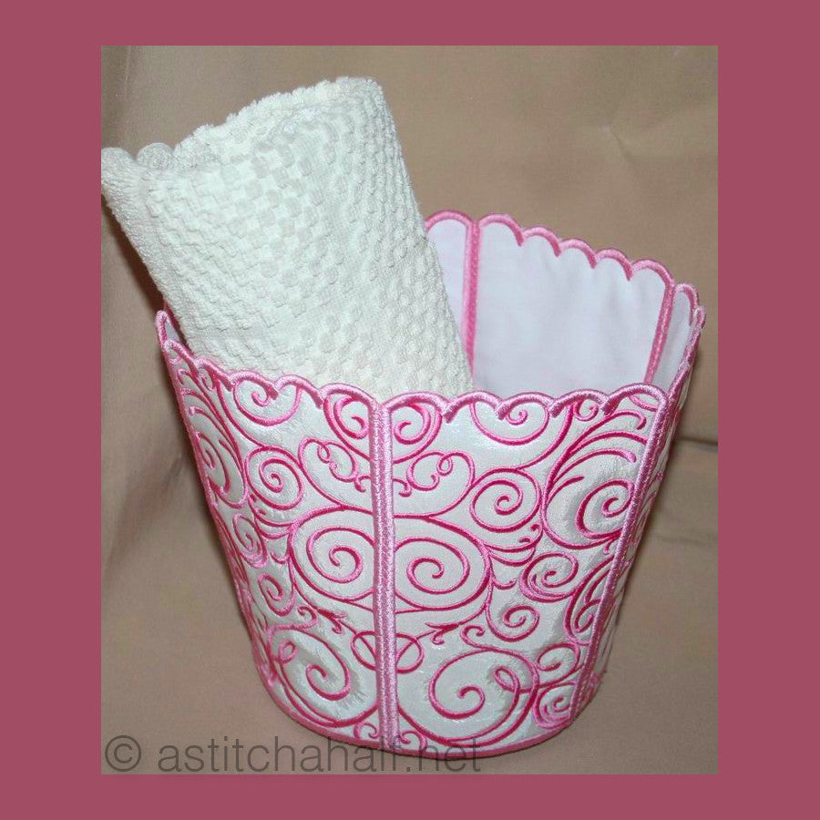 Twirls Bucket Bin - aStitch aHalf