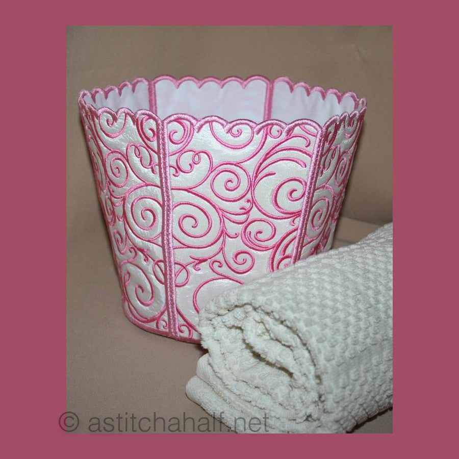 Twirls Bucket Bin - aStitch aHalf