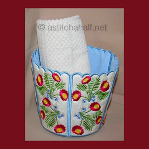 Fantasy Floral Bucket Bin - aStitch aHalf