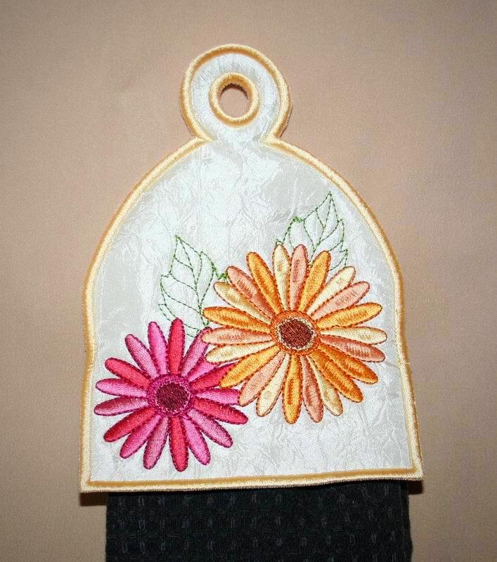 Gerbera Towel Toppers - aStitch aHalf