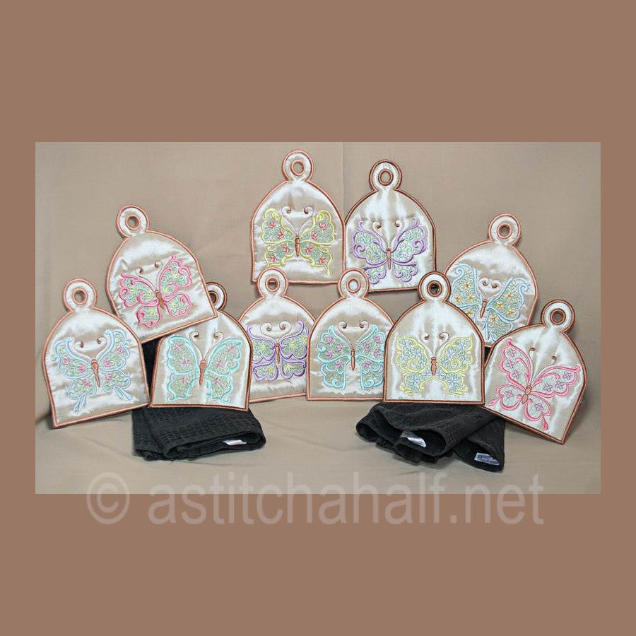 Butterfly Bonanza Towel Toppers - a-stitch-a-half