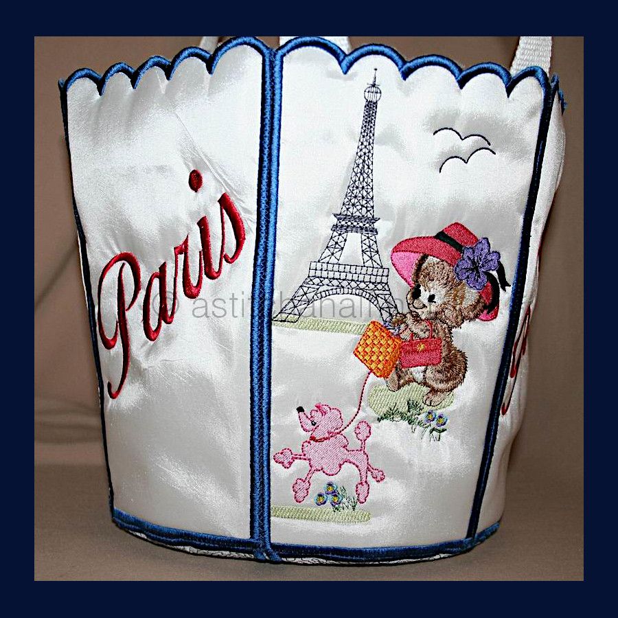 Fuzzy France Bucket Bin - a-stitch-a-half