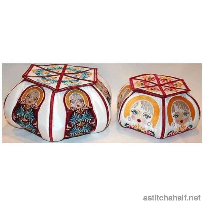 Babushka Duo Boxes - aStitch aHalf