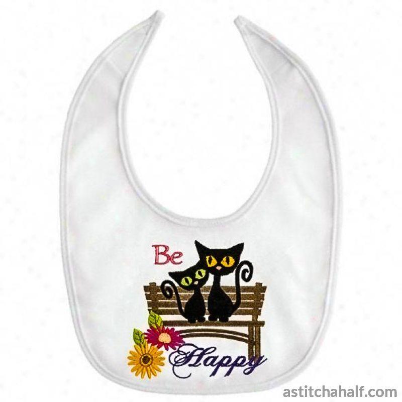 Be Happy Garden Seat with Kittens - aStitch aHalf