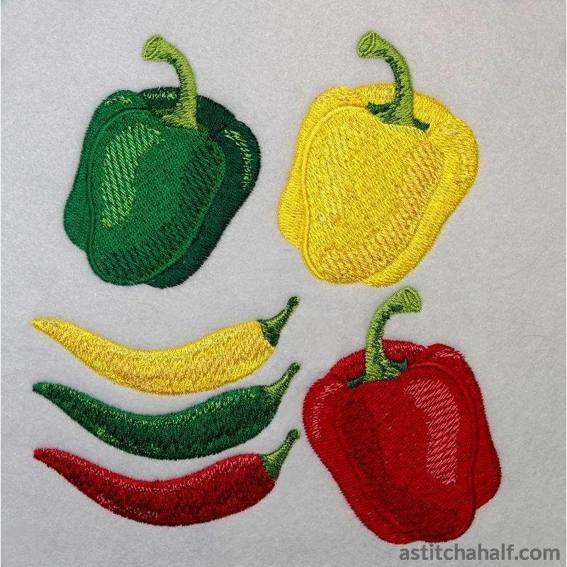 Bell Pepper and Chili Assortment - aStitch aHalf