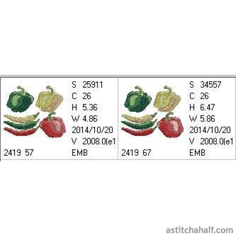 Bell Pepper and Chili Assortment - aStitch aHalf