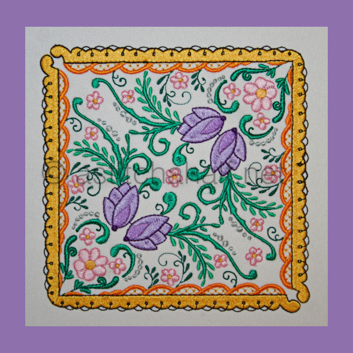 Tulips Centerpiece, Corner and Quilt Block