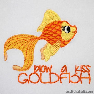 Blow a Kiss Gold Fish - aStitch aHalf